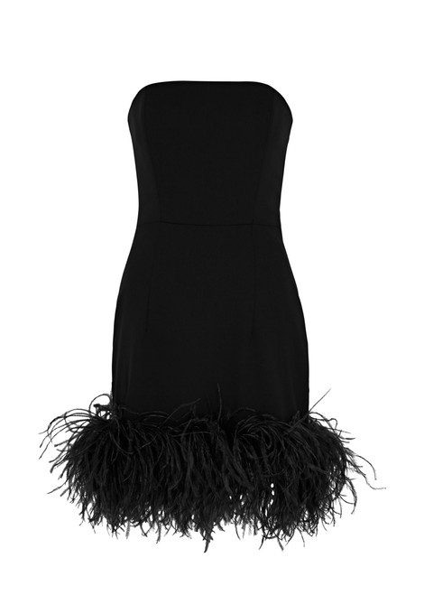 16 ARLINGTON-Minelli feather-trimmed mini dress