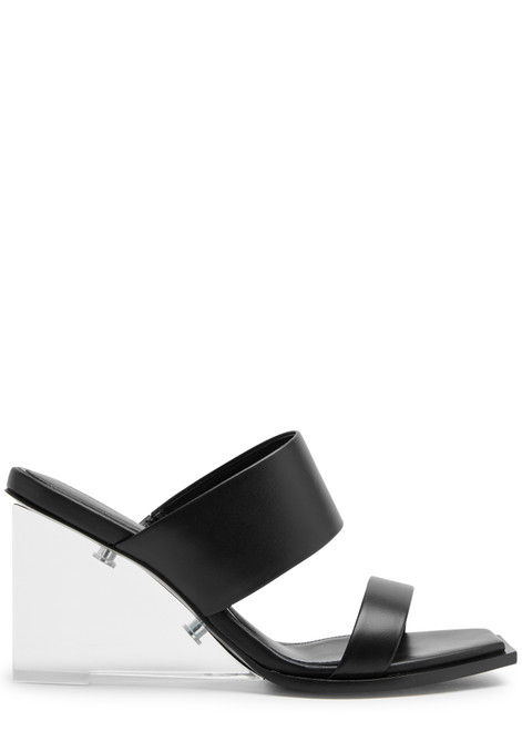 ALEXANDER MCQUEEN-Shard 100 leather wedge mules 