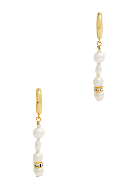 ANNI LU-Upcycled Pearly 18kt gold-plated drop earrings