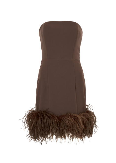 16 ARLINGTON-Minelli feather-trimmed mini dress