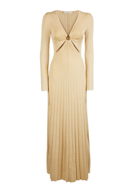 MICHAEL MICHAEL KORS-Metallic stretch knit ring maxi dress