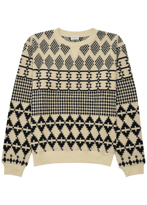 SAINT LAURENT-Patterned-jacquard terry sweatshirt