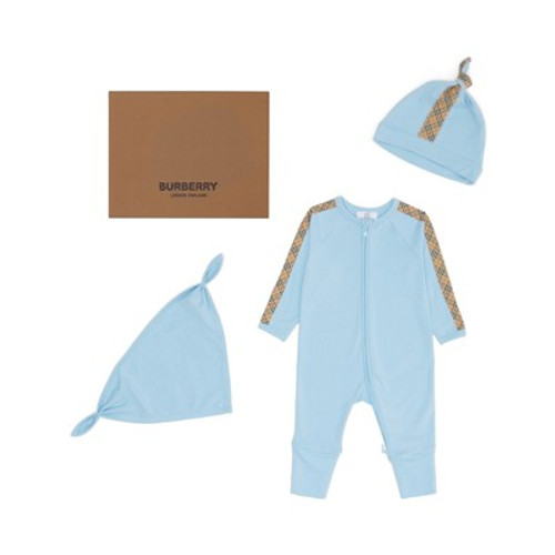 BURBERRY-Check trim cotton three-piece baby gift set