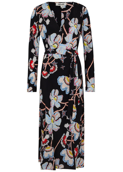 DIANE VON FURSTENBERG Tilly floral-print midi wrap dress | Harvey Nichols