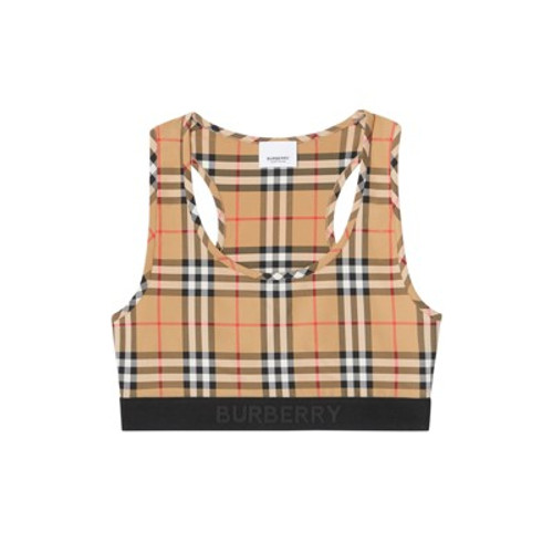 BURBERRY-Logo detail vintage check bra top