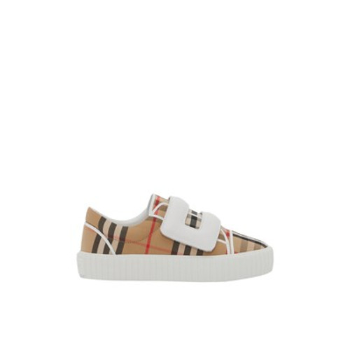 BURBERRY-Vintage check cotton and leather sneakers