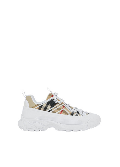 BURBERRY-Vintage check cotton and leather sneakers