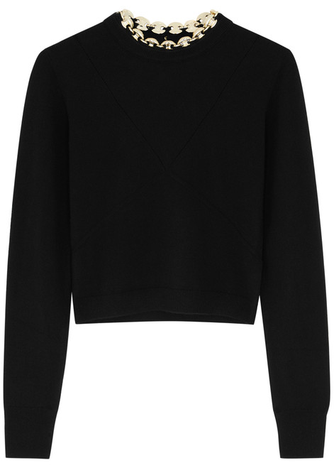 RABANNE-Chain-embellished wool-blend jumper