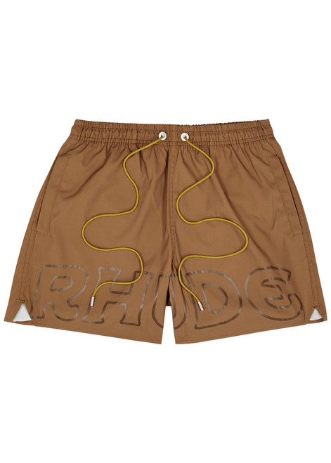 RHUDE-Logo-print shell swim shorts