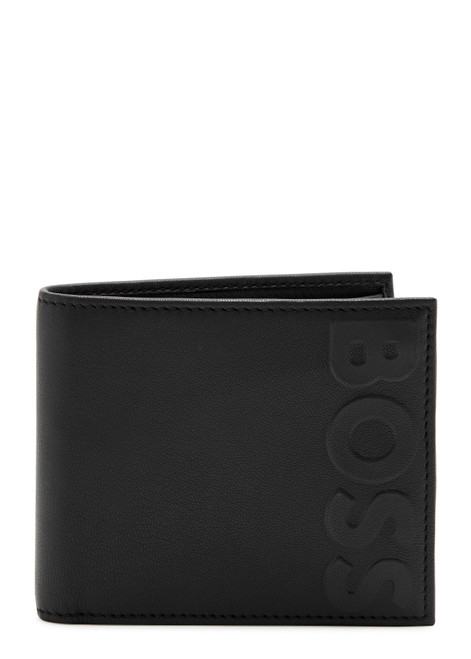 BOSS-Logo-embossed leather wallet 