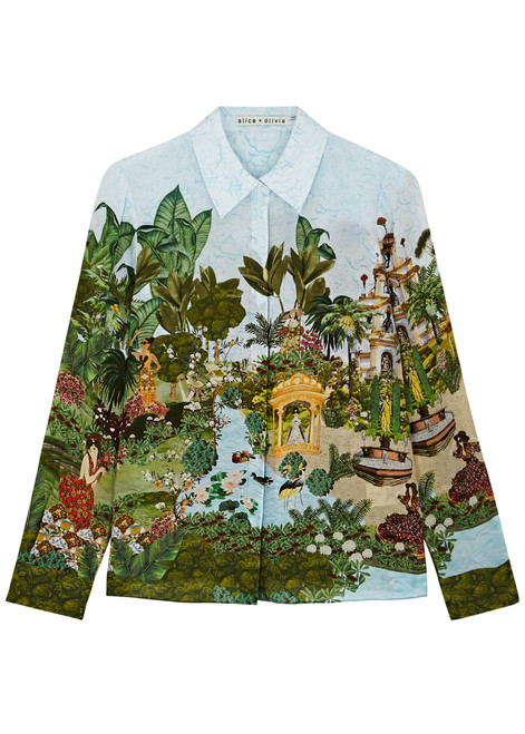 ALICE + OLIVIA-Willa printed silk shirt 