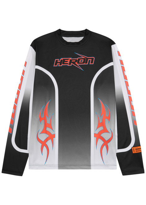 HERON PRESTON-Printed logo jersey-mesh top 