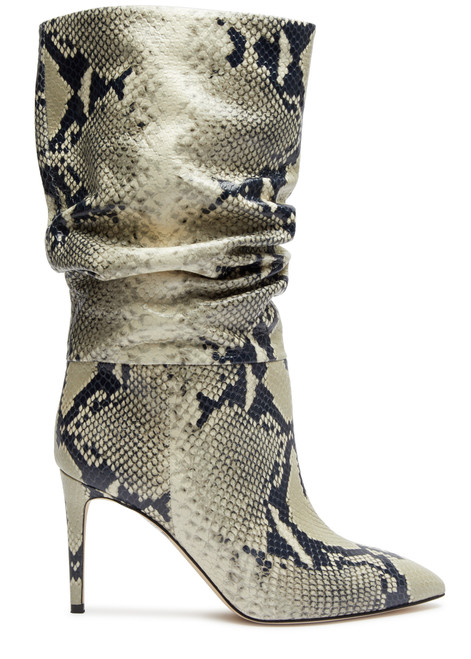 PARIS TEXAS-85 python-effect leather mid-calf boots