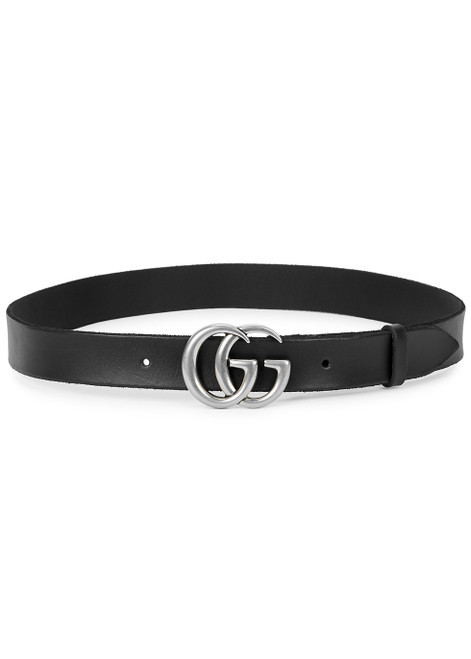 GUCCI-GG black leather belt