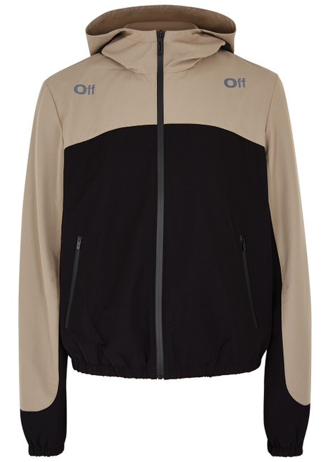 OFF-WHITE-Panelled hooded shell jacket