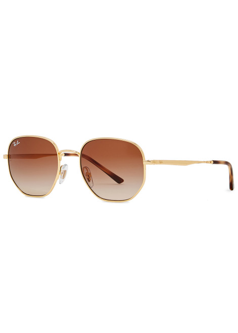 RAY-BAN-Gold-tone hexagonal-frame sunglasses