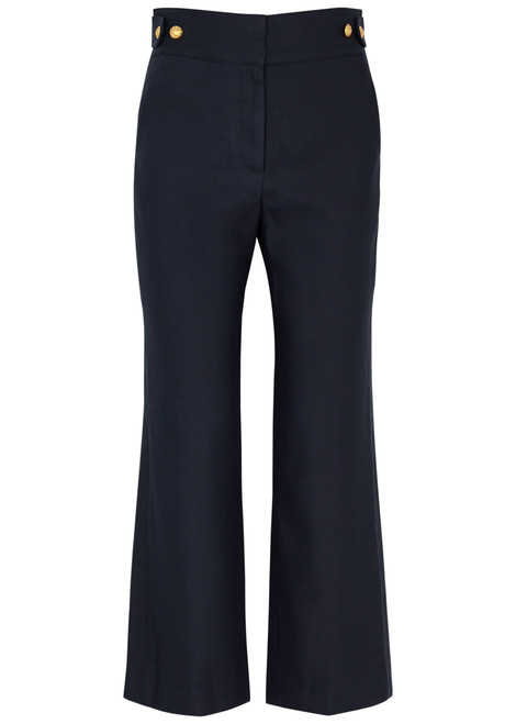 VERONICA BEARD-Aubrie cropped linen-blend trousers