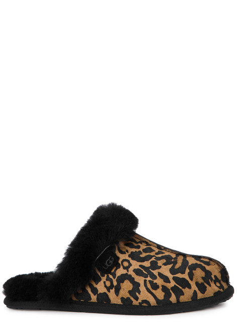 UGG-Scuffette II panther-print calf hair slippers