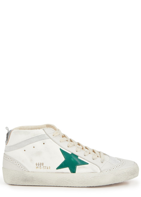 GOLDEN GOOSE-Mid Star distressed leather sneakers