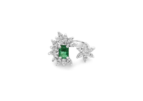 MOZAFARIAN-Floral emerald and diamond ring