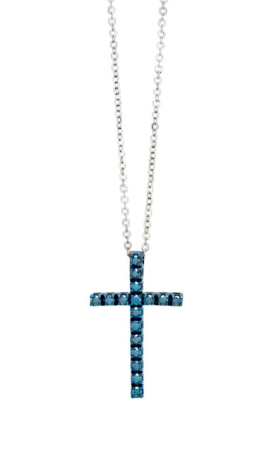 MOZAFARIAN-Gold and blue diamond cross necklace