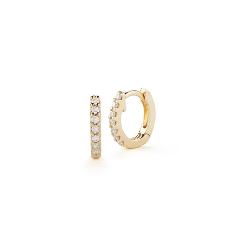 DANA REBECCA-14ct yellow gold and diamond mini huggie earrings