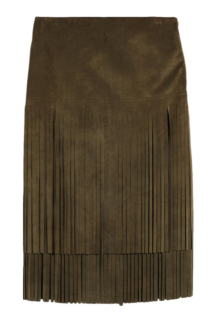 MAX MARA-Suede skirt with fringe