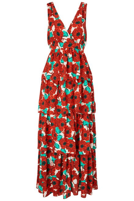 TRAFFIC PEOPLE-Red floral havana dress
