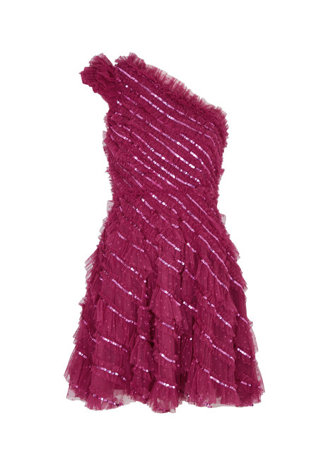 NEEDLE & THREAD Spiral sequin-embellished tulle mini dress | Harvey Nichols