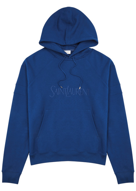 SAINT LAURENT-Logo-embroidered hooded cotton sweatshirt