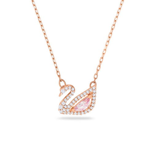 SWAROVSKI-Dazzling swan necklace swan pink rose gold-tone plated