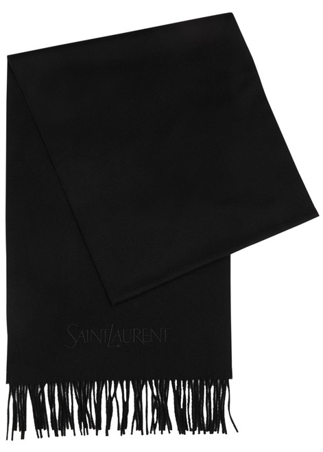SAINT LAURENT-Logo-embroidered cashmere scarf