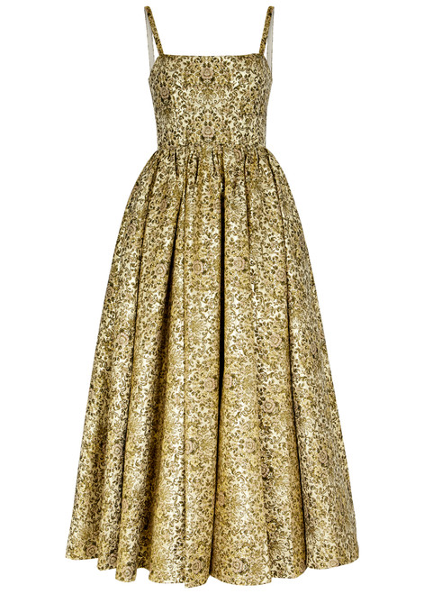 ALICE + OLIVIA-Fay floral brocade midi dress 