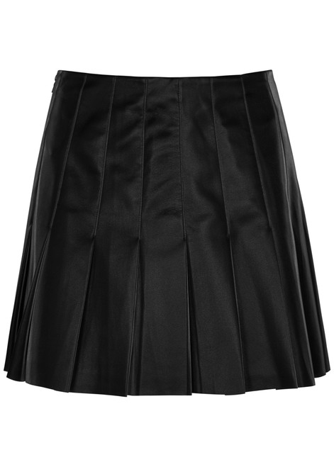 ALICE + OLIVIA-Carter pleated vegan leather mini skirt 