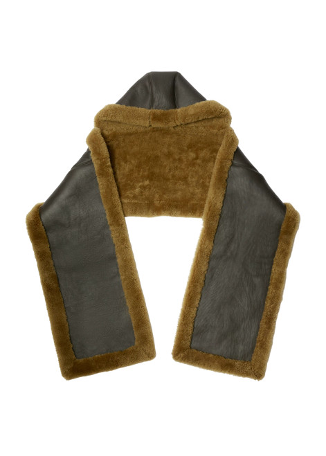 BURBERRY-Shearling hooded scarf