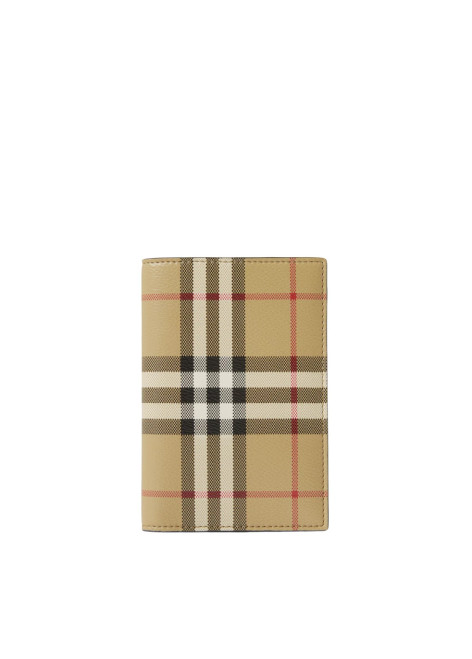 BURBERRY-Check and leather passport holder