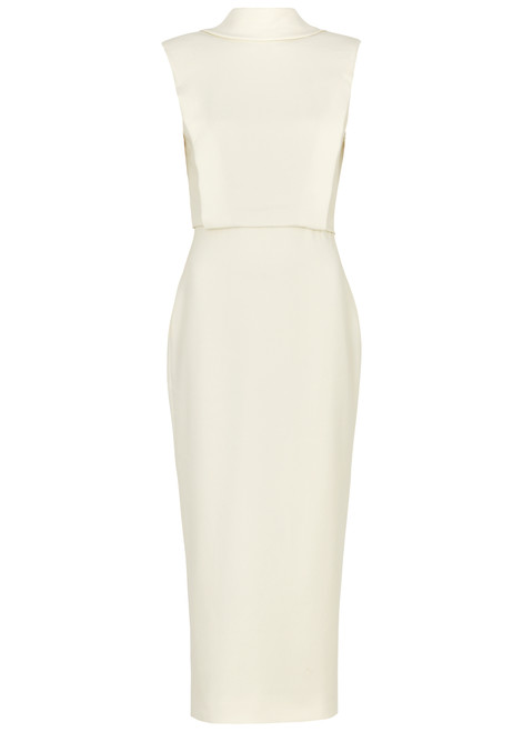 ROLAND MOURET-Cowl-back midi dress 