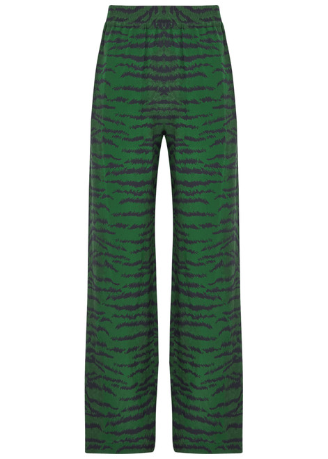VICTORIA BECKHAM-Tiger-print silk trousers