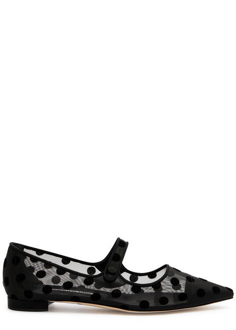 MANOLO BLAHNIK-Camparif polka-dot mesh flats 