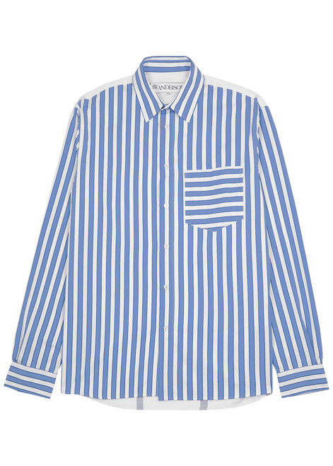 JW ANDERSON-Panelled striped cotton-poplin shirt 