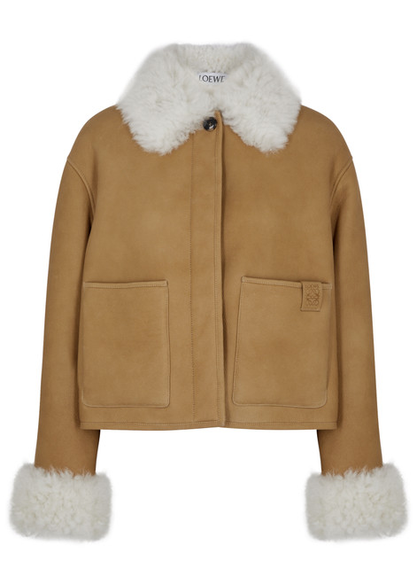 LOEWE-Shearling-trimmed leather jacket 