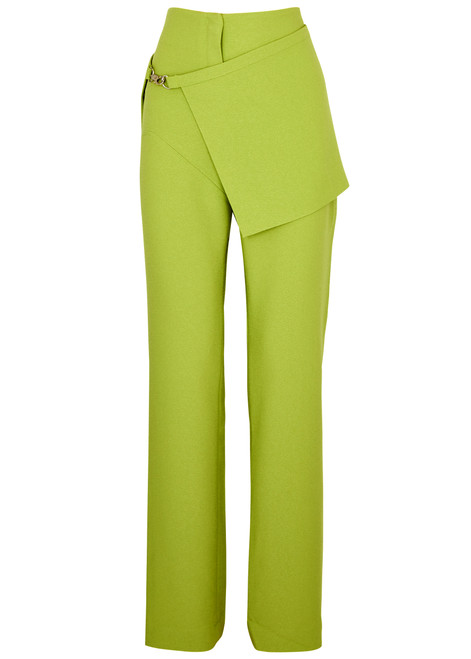 PARIS GEORGIA-Apron layered slim-leg trousers 