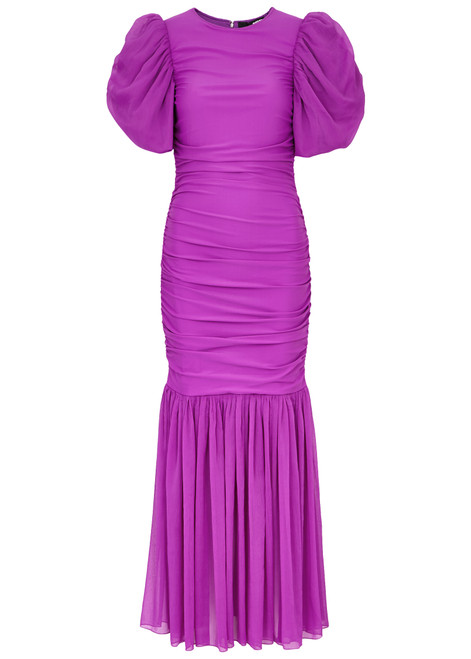 ROTATE BIRGER CHRISTENSEN-Ruched chiffon and stretch-jersey maxi dress 
