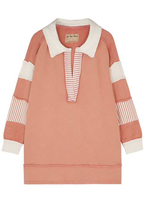 FREE PEOPLE-Clean Prep striped cotton polo top 