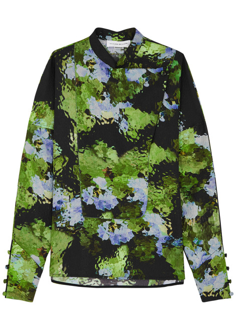 VICTORIA BECKHAM-Printed cloqué blouse 