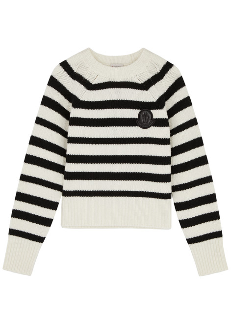 MONCLER-Logo stripe-intarsia wool jumper