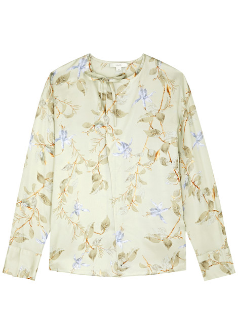 VINCE-Floral-print silk-satin blouse