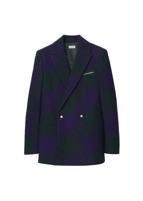 BURBERRY-Check wool tailored jacket