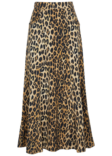 DAMSON MADDER-Hyan leopard-print cotton maxi skirt 