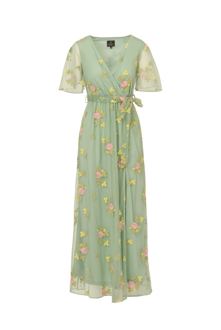 ADRIANNA PAPELL-Embroidered flutter dress